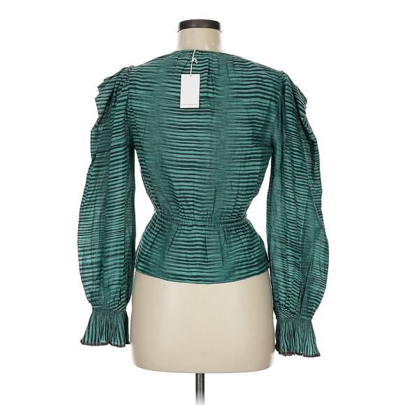 NWT ULLA JOHNSON Ophelia Peplum Teal Blouse Sz. 0 - Picture 2 of 7